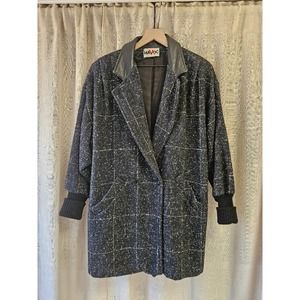 Vintage‎ Havoc 80's Tweed Jacket with Leather Collar, women's 12